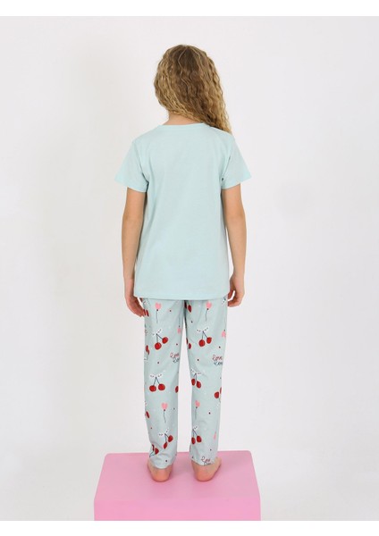 Kız Çocuk Kısa Kollu %100 Pamuklu Pijama Takımı Cherry indirimleri