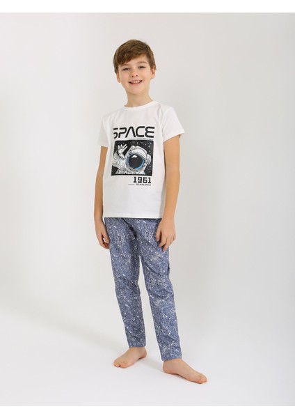 Erkek Çocuk Kısa Kollu %100 Pamuklu Pijama Takımı Go Space