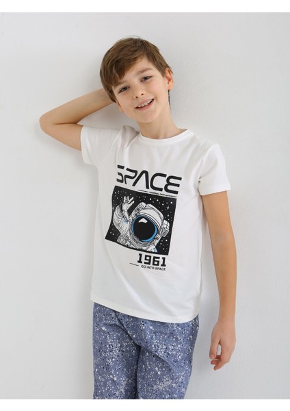 Erkek Çocuk Kısa Kollu %100 Pamuklu Pijama Takımı Go Space