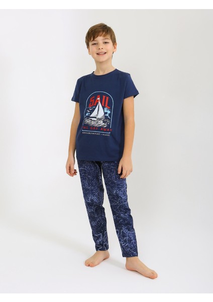 Erkek Çocuk Kısa Kollu %100 Pamuklu Pijama Takımı Sail modelleri