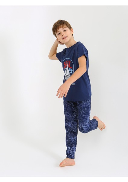 Erkek Çocuk Kısa Kollu %100 Pamuklu Pijama Takımı Sail fırsatları