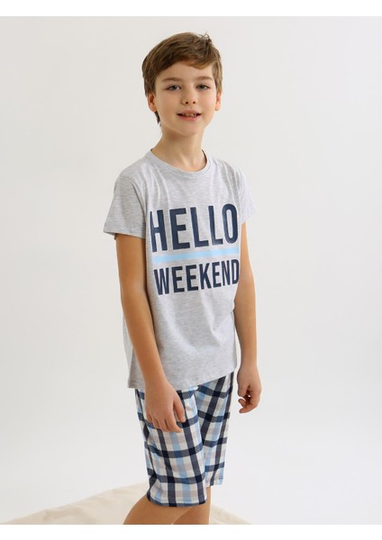 Erkek Çocuk Kısa Kollu Kapri %100 Pamuklu Pijama Takımı Hello Weekend fiyatları