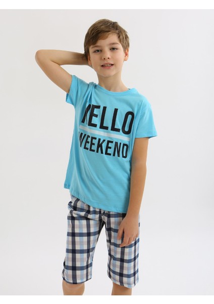 Erkek Çocuk Kısa Kollu Kapri %100 Pamuklu Pijama Takımı Hello Weekend fiyatları