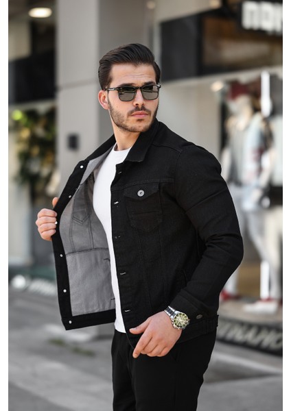 Erkek Slim Fit Denim Kot Ceket