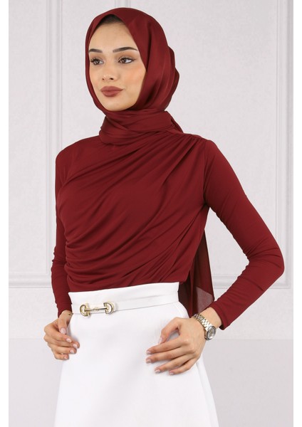 Bordo Önü Drapeli Sandy Bluz fırsatları