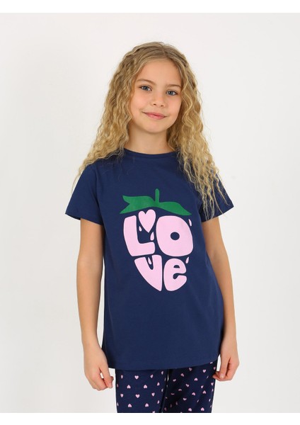 Kız Çocuk Kısa Kollu %100 Pamuklu Pijama Takımı Cute Love fırsatları