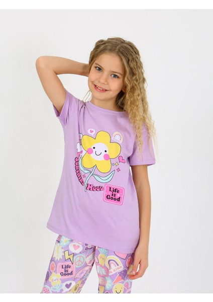 Kız Çocuk Kısa Kollu Pamuklu Pijama Takımı Be Kind