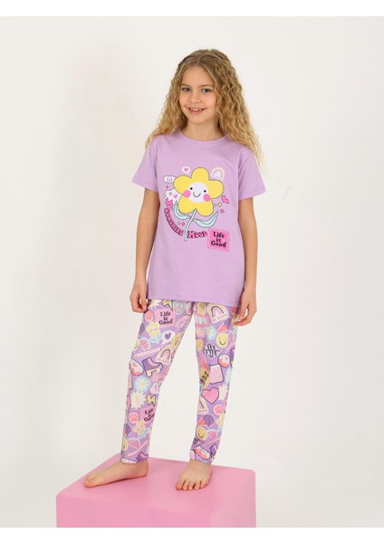 Kız Çocuk Kısa Kollu Pamuklu Pijama Takımı Be Kind indirimleri