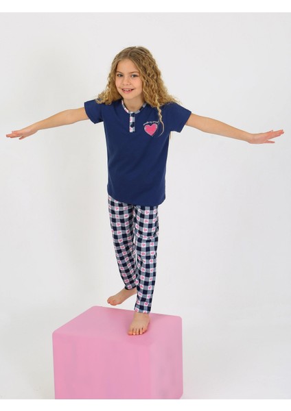 Kız Çocuk Kısa Kollu Düğme Detaylı %100 Pamuklu Pijama Takımı Special Love fiyatları