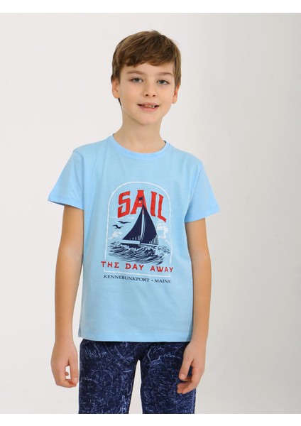 Erkek Çocuk Kısa Kollu %100 Pamuklu Pijama Takımı Sail