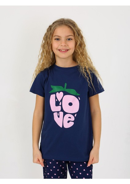 Kız Çocuk Kısa Kollu %100 Pamuklu Pijama Takımı Cute Love fırsatları