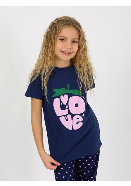 Kız Çocuk Kısa Kollu %100 Pamuklu Pijama Takımı Cute Love indirimleri