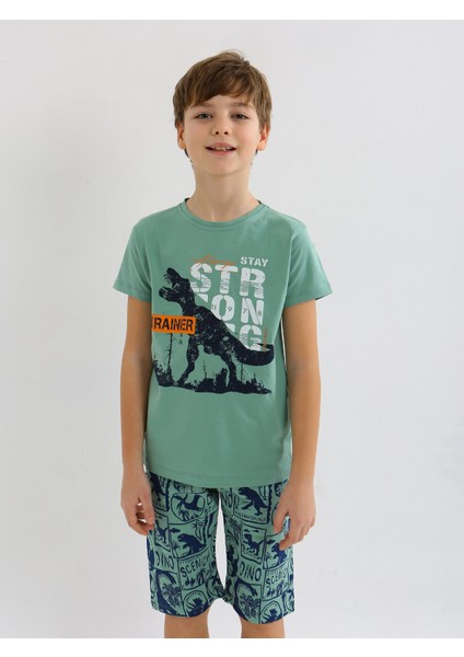 Erkek Çocuk Kısa Kollu Kapri %100 Pamuklu Pijama Takımı Trainer fiyatları