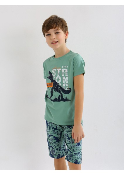 Erkek Çocuk Kısa Kollu Kapri %100 Pamuklu Pijama Takımı Trainer fırsatları