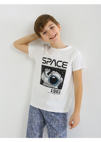 Erkek Çocuk Kısa Kollu %100 Pamuklu Pijama Takımı Go Space