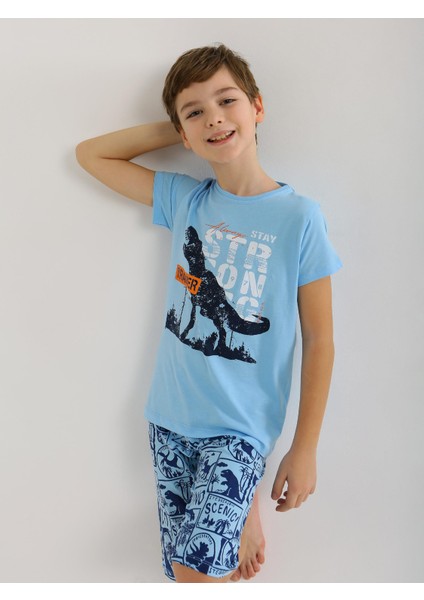 Erkek Çocuk Kısa Kollu Kapri %100 Pamuklu Pijama Takımı Trainer fırsatları