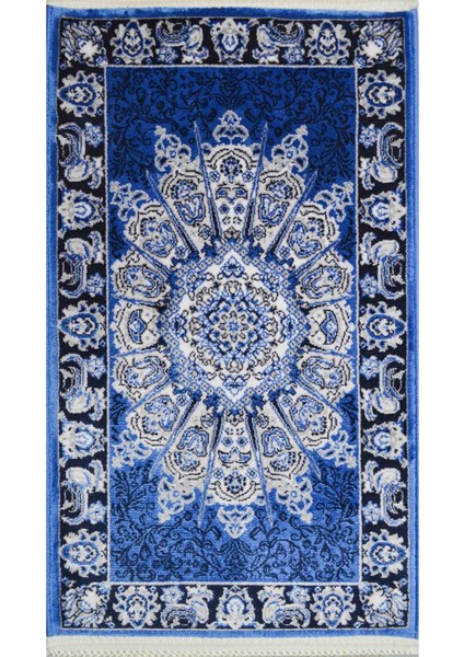 Bambu Iplikten Dokuma Parlak Tuşeli Lacivert Renk Halı (30X50 Cm)