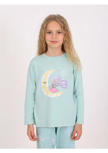 Uzun Kollu Kız Çocuk Pijama Takımı Moon Nıght