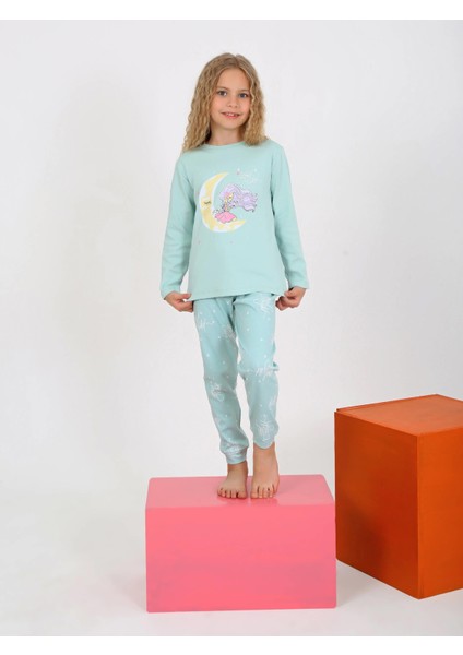 Uzun Kollu Kız Çocuk Pijama Takımı Moon Nıght