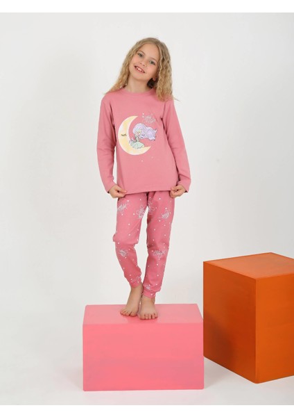 Uzun Kollu Kız Çocuk Pijama Takımı Moon Nıght modelleri
