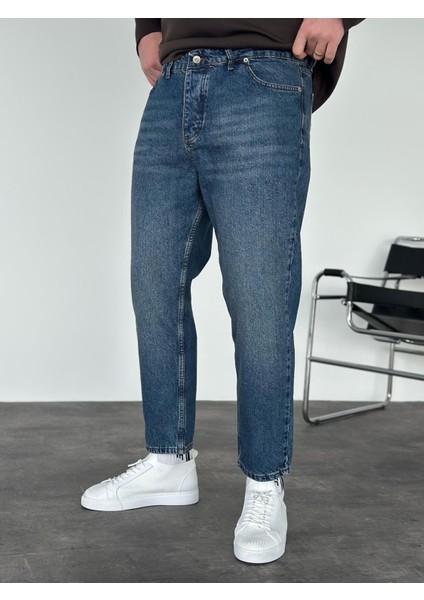 Erkek Boyfriend Fit Jean Pantolon Mavi