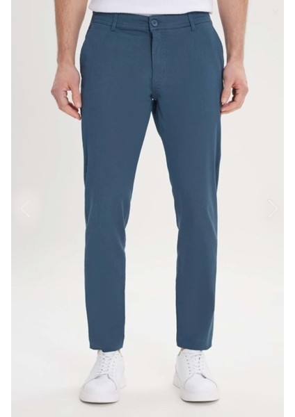 H6302 Erkek Slim Fit Chino Keten Pantolon - Heredot - Mavi - ST01615-MAVI-33