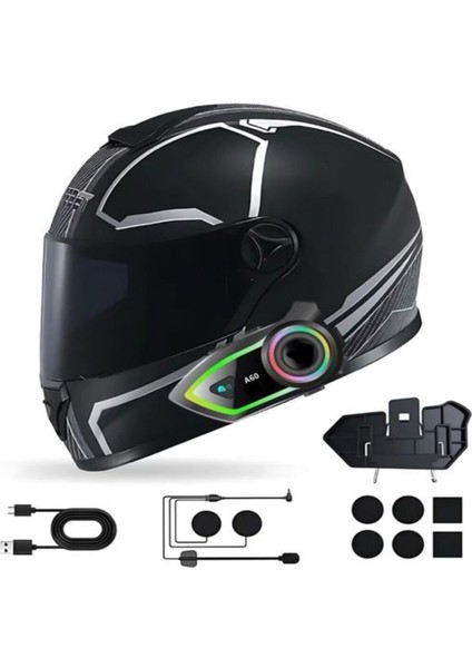 A-60 IP67 Su Geçirmez Renkli Rgb Hd Stereo Ses 5.3 Bluetooth Interkom Kask Kulaklığı