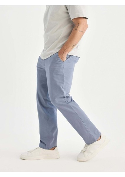 H6302 Erkek Slim Fit Chino Keten Pantolon - Heredot - Açık Mavi - ST01615-AÇIK Mavi-38
