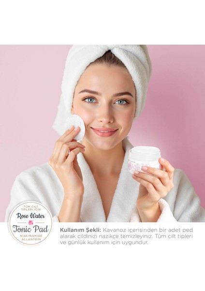 Gül Suyu Niacinamide ve Allantoin Içerikli Tonik Ped (40 Adet)