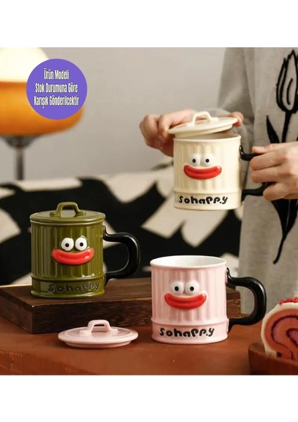 Komik Karakter Tasarımlı Seramik Kupa (Pembe) fiyatları