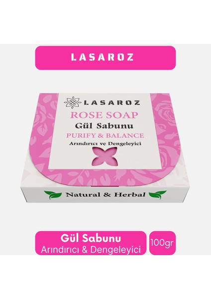 2 Adet Gül Sabunu Doğal Bitkisel Arındırıcı Dengeleyici Sabun 100 gr