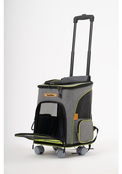 4 Tekerlekli Kedi ve Köpek Taşıma Çantası Fren Mekanizla