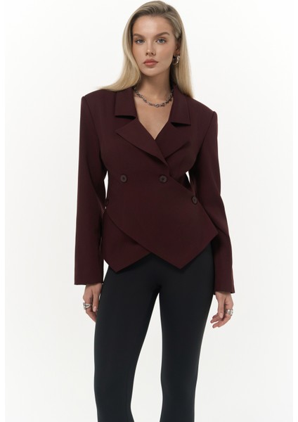Norbury Üçgen Detay Bordo Blazer