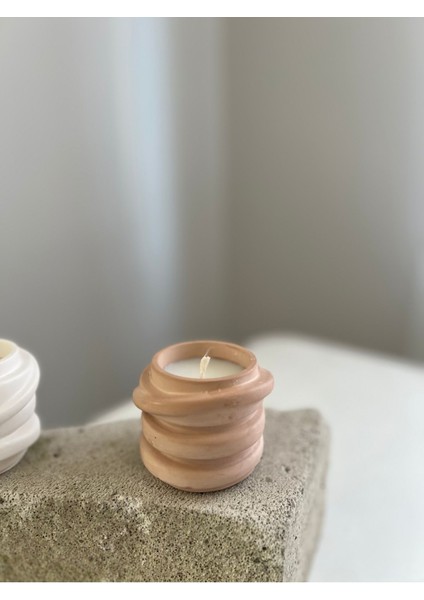 Çok Yuvarlaklı Mumluk Şık Modern Taştozu Beton Mumluk Bohem Fitil Tealight