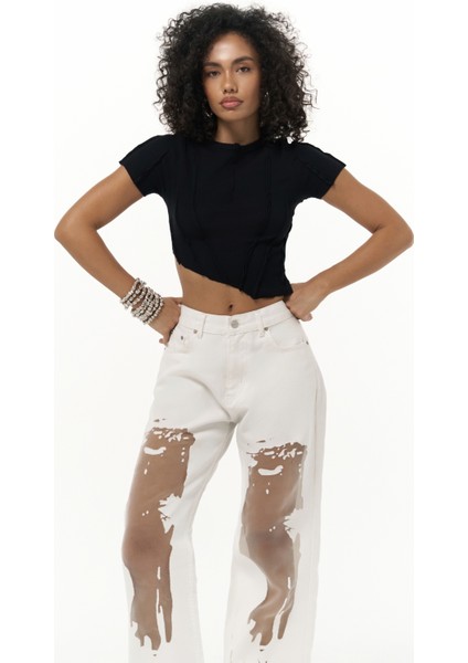 Norris Asimetrik Siyah Crop