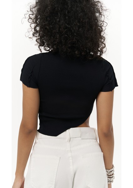 Norris Asimetrik Siyah Crop