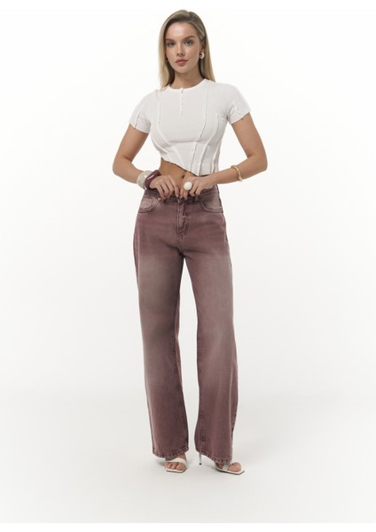 Norris Asimetrik Ekru Crop