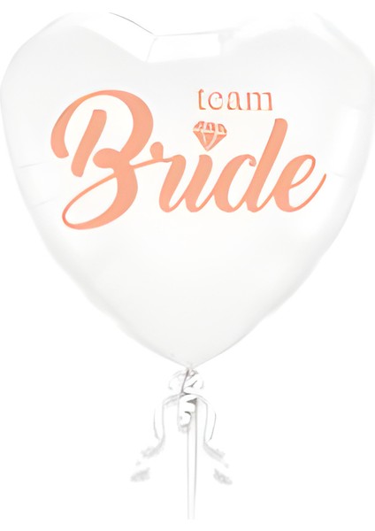 Team Bride Baskılı Beyaz Kalp Folyo Balon 18 Inç