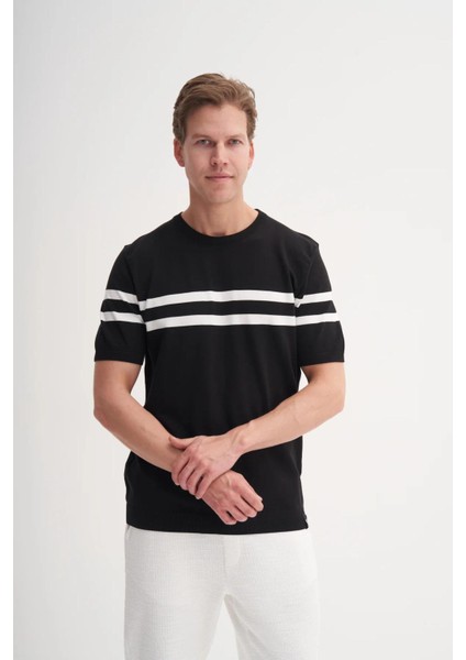 3036 Erkek Bisiklet Yaka Triko T-Shirt