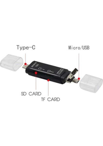 Otg Type C & Micro USB & USB 3in1 Kart Okuyucu Usb2.0