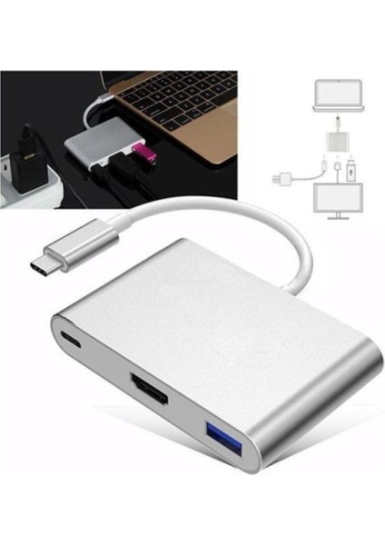 CDG-CNV39 USB 3.1 Type-C - USB 3.0 Hdmı USB 3.1 Type-C Çoklayıcı Adaptör