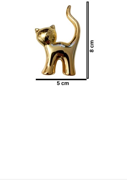 2'li Altın Renkli Dekoratif Kedi Figürü Biblo Yüzüklük