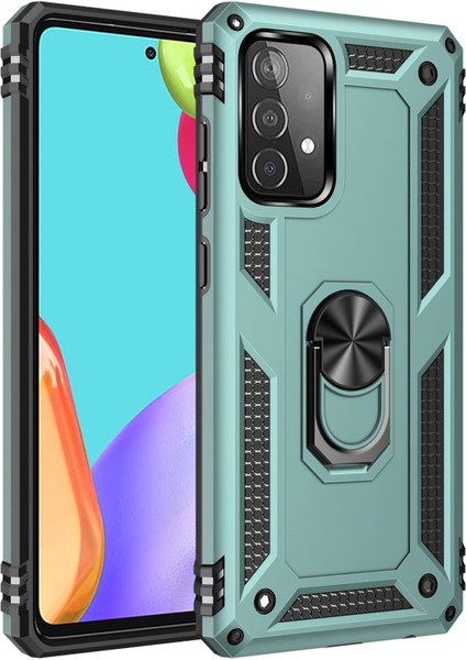 Samsung Galaxy A52S Kılıf Sofya Yüzüklü Silikon Kapak - Yeşil Zngzr