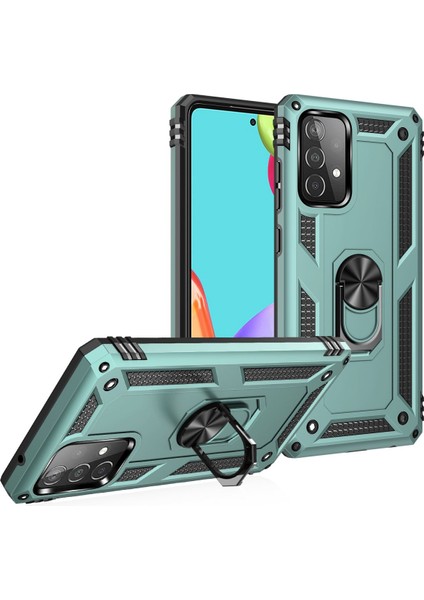 Samsung Galaxy A52S Kılıf Sofya Yüzüklü Silikon Kapak - Yeşil Zngzr