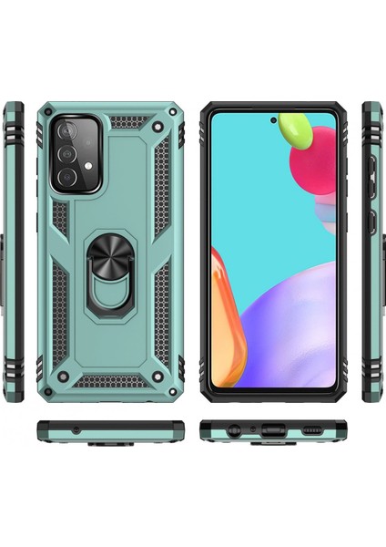 Samsung Galaxy A52S Kılıf Sofya Yüzüklü Silikon Kapak - Yeşil Zngzr