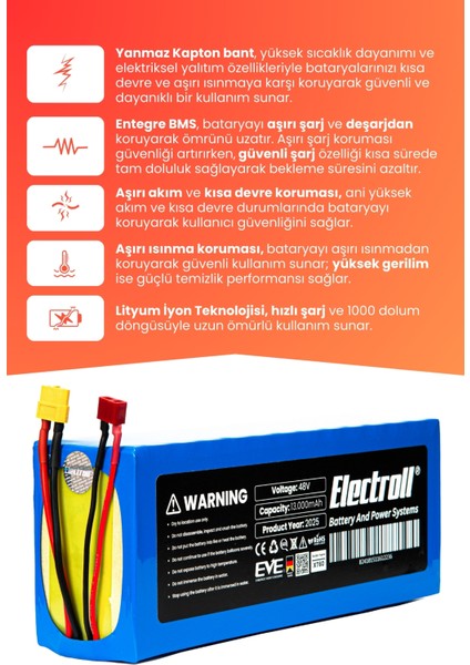 Onvo Ov-110 Batarya (Yüksek Kapasite) Batarya 48v 13ah Pil Elektrikli Scooter Bataryası fırsatları
