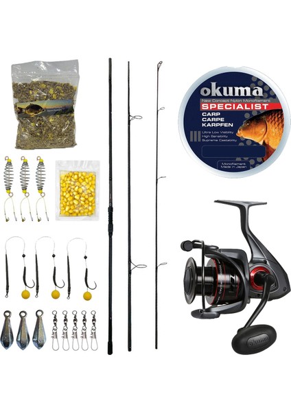 Yekoutdoor Profesyonel Göl Oltası Seti Prologic C-Series 12ft 360 Cm 3.5 Lb 3 Parça&Okuma Ceymar C-6000a 7+1bb Olta Makinesi
