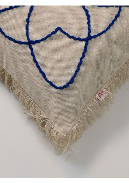 Keten Püsküllü Mavi Bohem Punch Kırlent Yastık Kılıfı fiyatları