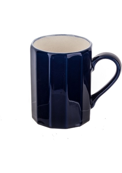 Porselen Sekizgen Mug Trend Mavi Kupa Bardak Sofra Ürün 250ML Yükseklik 10CM Ağız 7,5cm 1 Adet