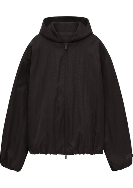 Doku Desenli Naylon Kapüşonlu Bomber Ceket